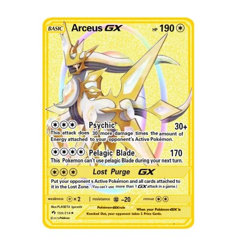Carte Gold en Métal Pokémon Arceus Gx