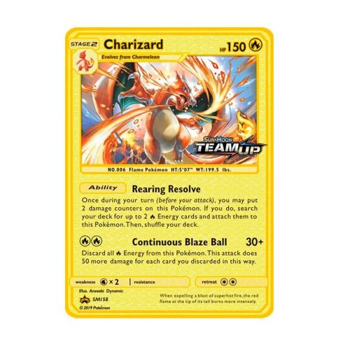 Carte Gold en Métal Pokémon Dracaufeu