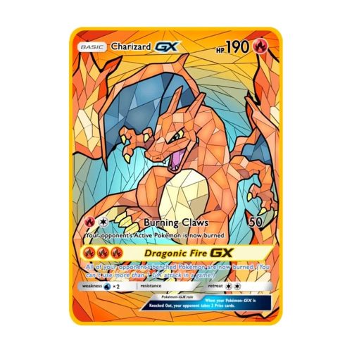 Carte Gold en Métal Pokémon Dracaufeu GX