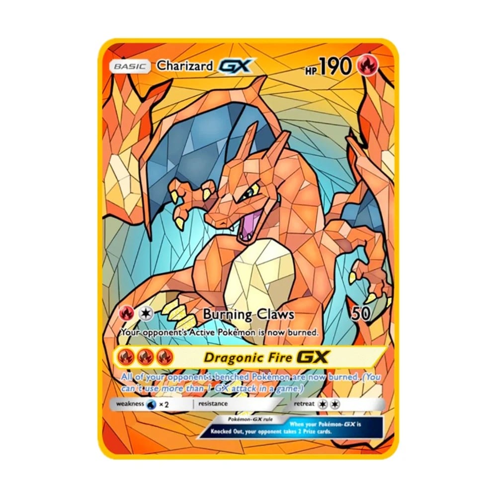 Carte Gold en Métal Pokémon Dracaufeu GX