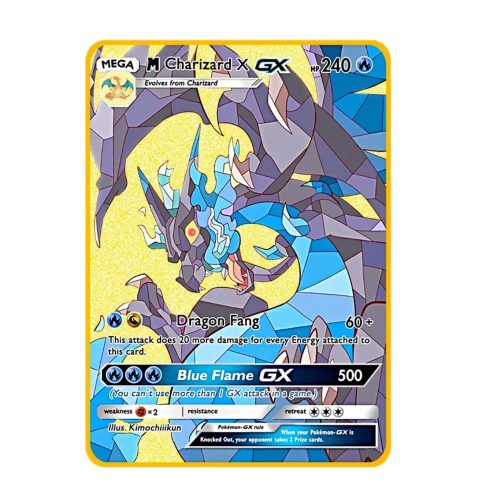 Carte Gold en Métal Pokémon Dracaufeu X