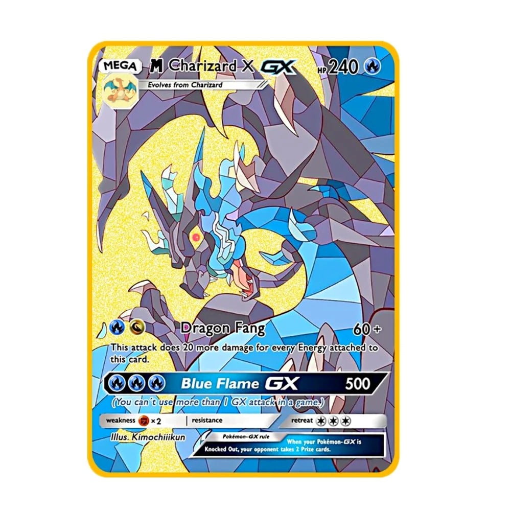Carte Gold en Métal Pokémon Dracaufeu X