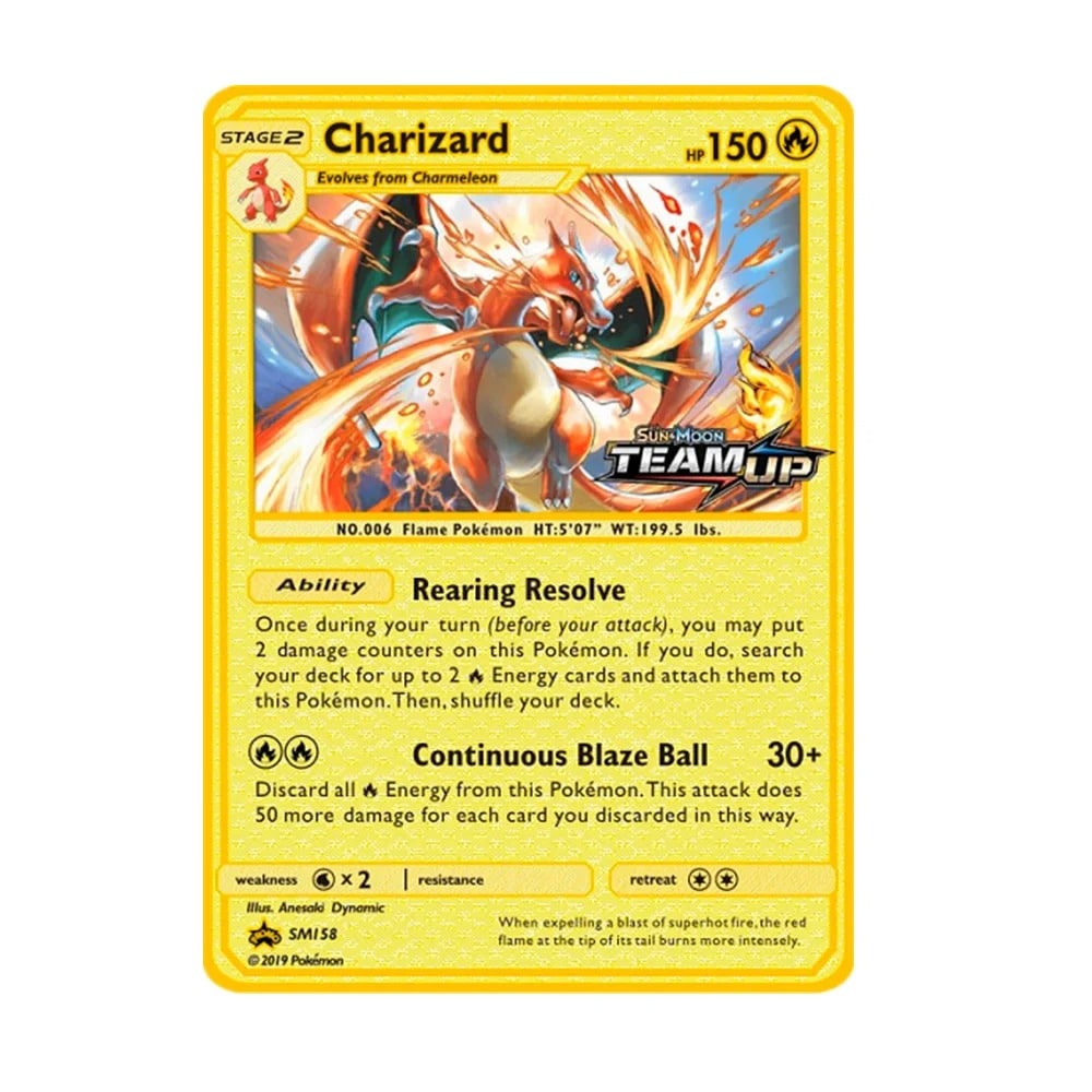 Carte Gold en Métal Pokémon Dracaufeu
