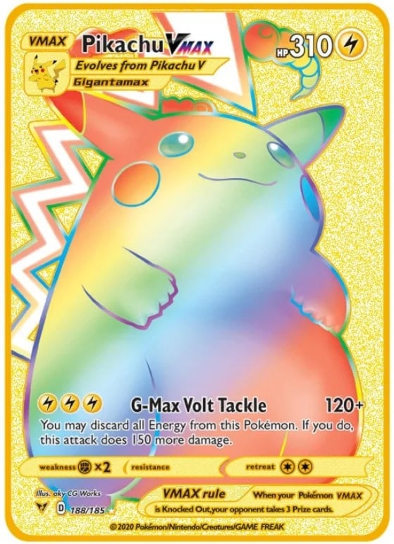 Carte Gold en Métal Pokémon Pikachu Vmax