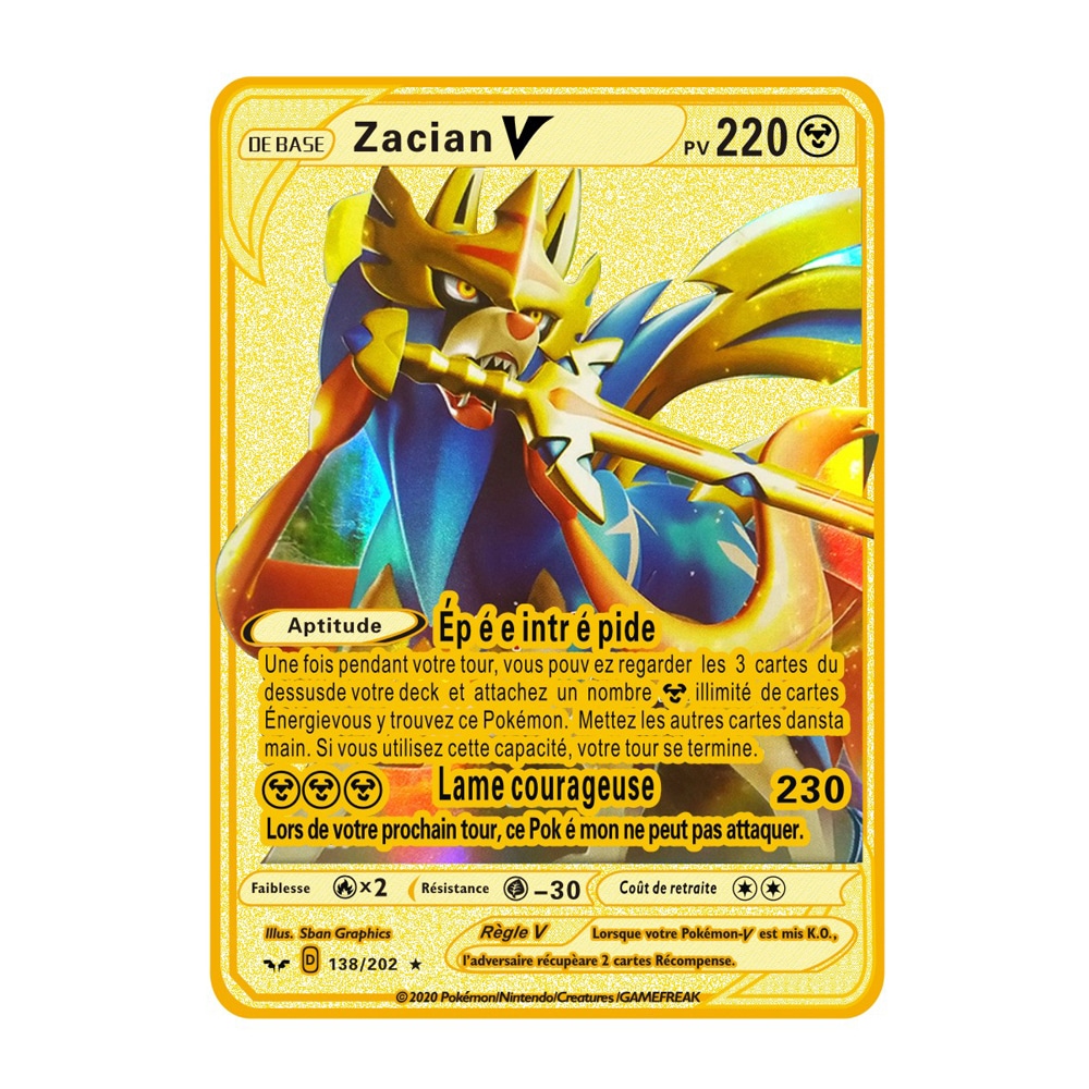 Carte Gold en Métal Pokémon Zacian