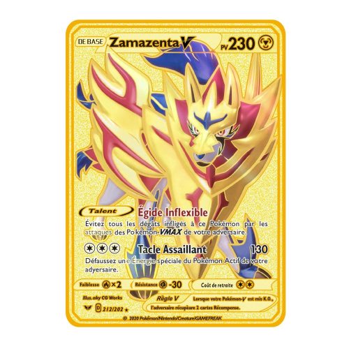 Carte Gold en Métal Pokémon Zamazenta