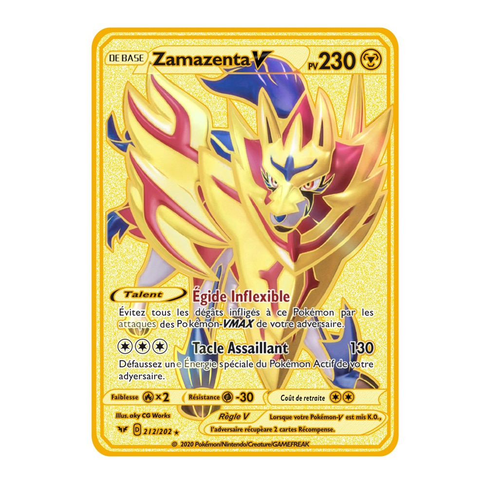 Carte Gold en Métal Pokémon Zamazenta