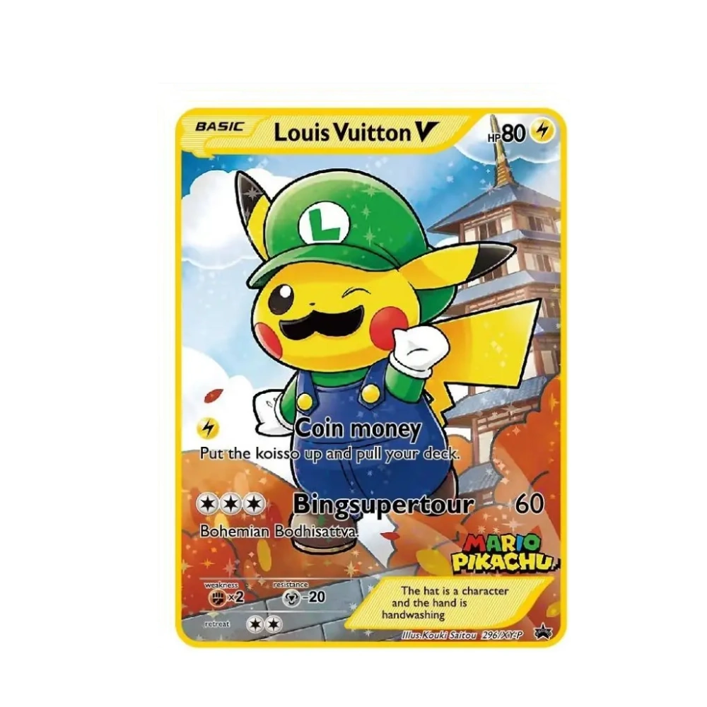 Carte Gold Pokémon Pikachu x Luigi