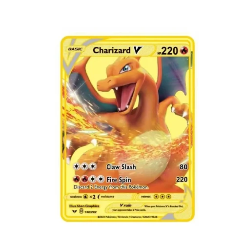 Carte Gold Pokémon Dracaufeu V