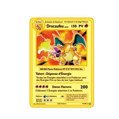 Carte Gold Pokémon Dracaufeu Edition 1